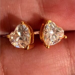 New 18K Solid Real Gold moissanite lab diamond earrings solitaire studs unisex